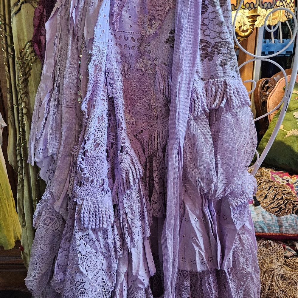 OOAK CUSTOM MADE WRAP AROUND PURPLE LACE SKIRT NWOT - Picture 5 of 11
